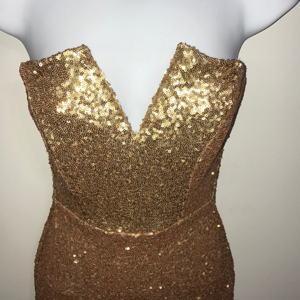 SOLD-AKIRA gold sequins, formal dress